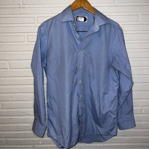 Lorenzo Uomo Blue Gingham The Perfect Fashion Cotton Button Down, Men’s Size 16